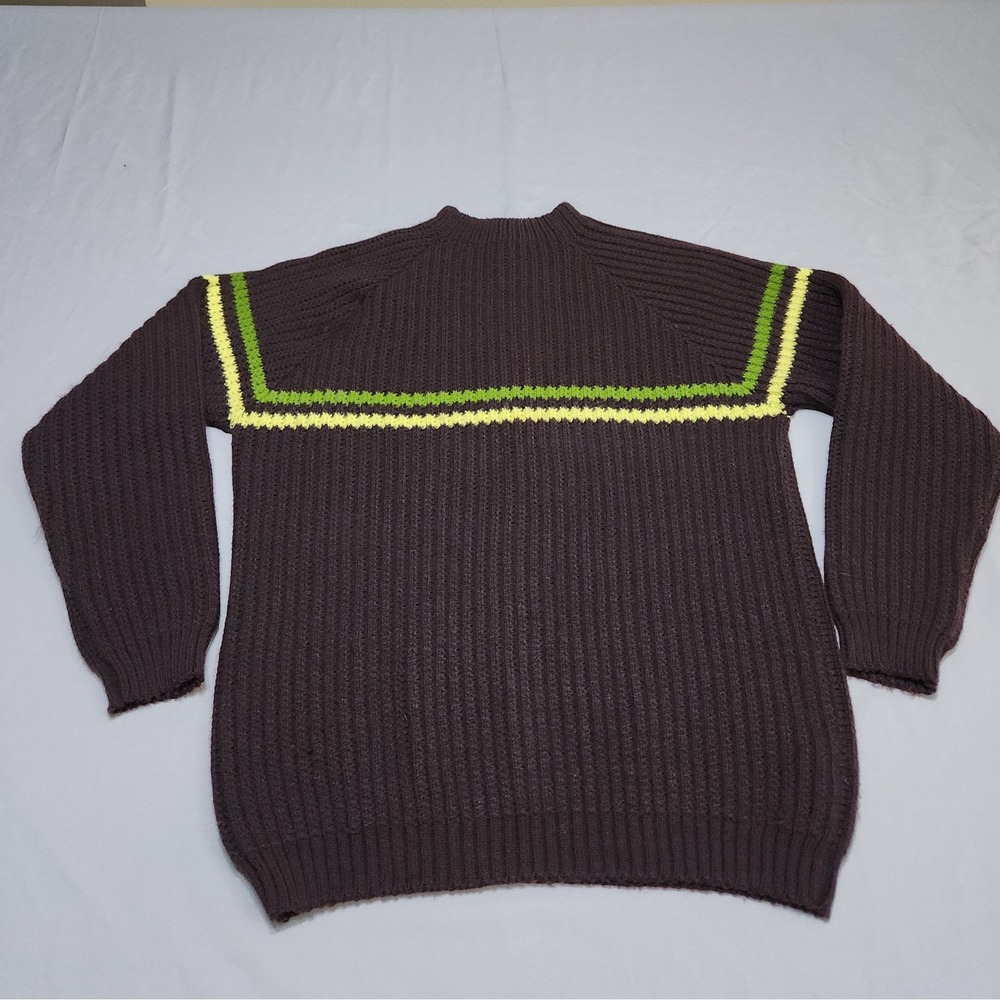 Vintage B.P.Z.P.T. Czechowice-Dz Ribbed Knit Stripe Sweater Purple Green Sz 100
